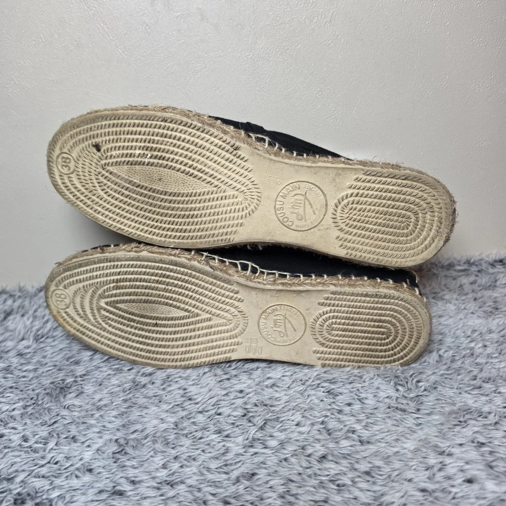Cousu Main Espadrille Shoes Black Flats Women's Size EU 38